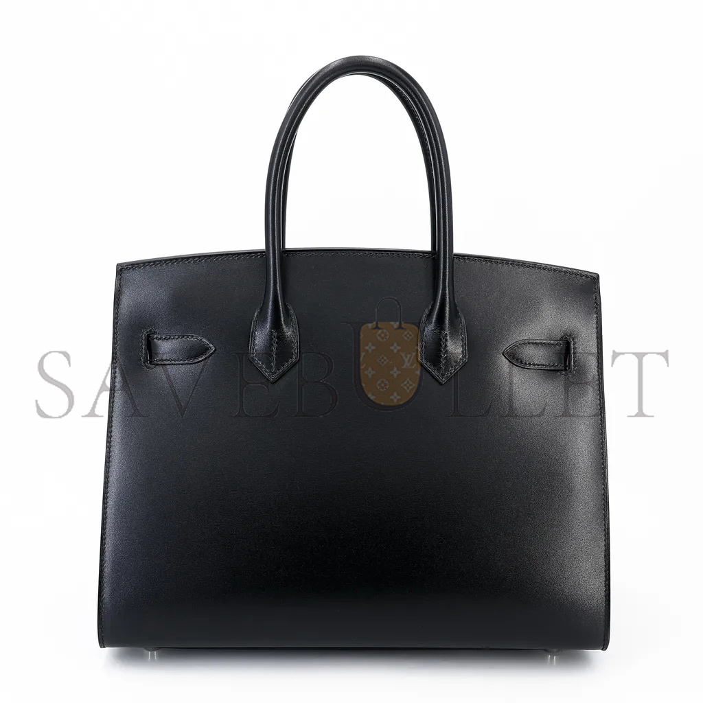 HERMÈS BIRKIN 30 BOX LEATHER BLACK SILVER BUCKLE H029281CK89 (30*22*15cm)